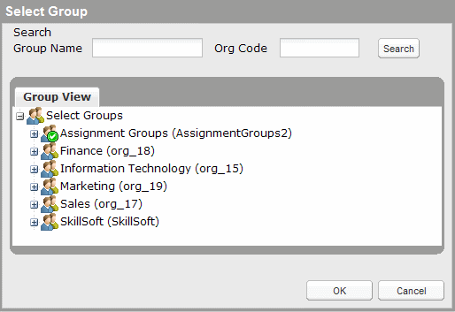 UI for selecting a parent group for a group