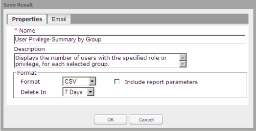 Enhanced Reporting Save Results Dialog