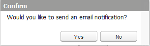 Prompt asking the administrator if she wants to send an email