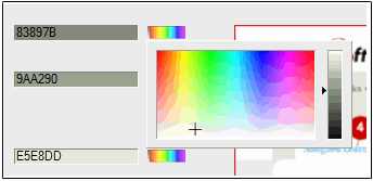 Web Site Colors page showing color pick table