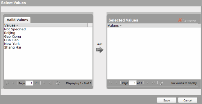User Profile Filters Select Values
