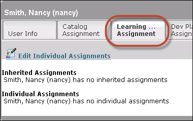 Learning Plan Assignment tab in Skillport Administrator 8