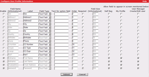 Configure User Profile Information page in SkillPort Administrator