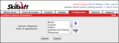 Configure Search Parameters page in Skillport 8