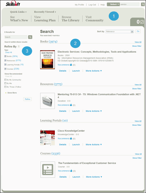 Search Results page
