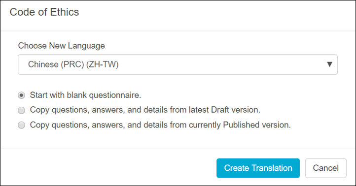 Create translation pop up