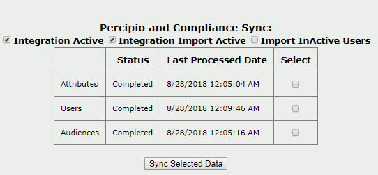 Percipio settings page
