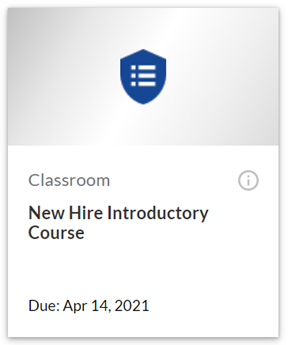 Classroom content card as it displays on the learner's Learning Plan