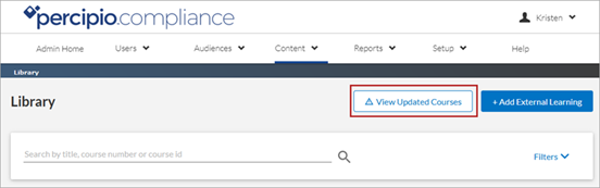 View updated courses button on library page