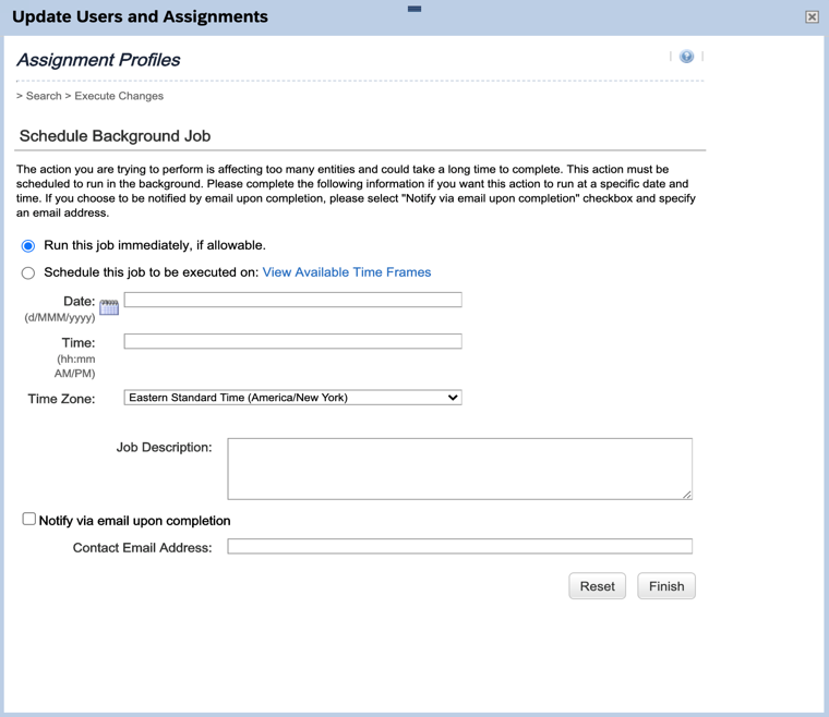 Schedule background job page