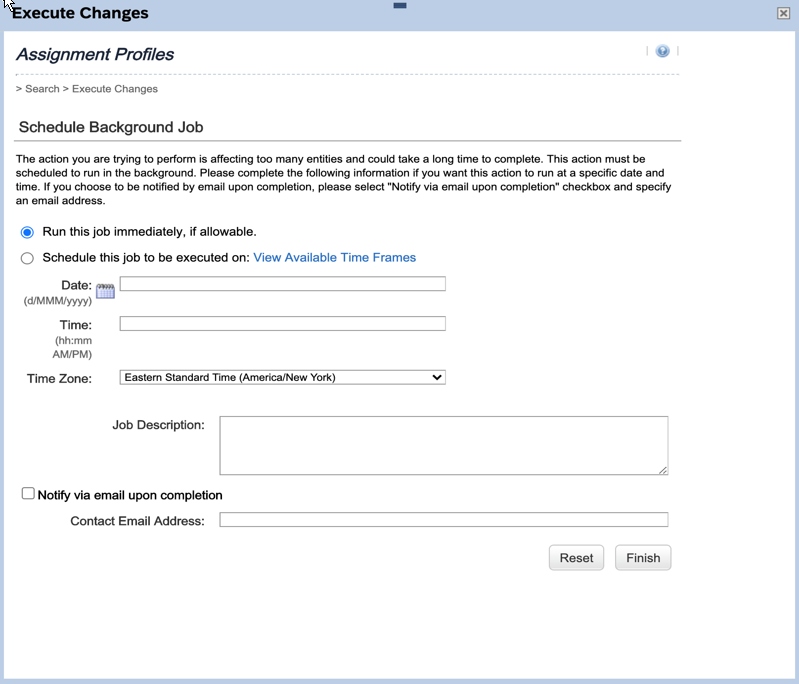 Notify via email upon completion setting on schedule background job page