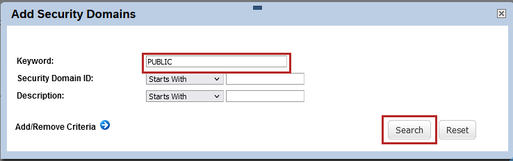 Add security domains field