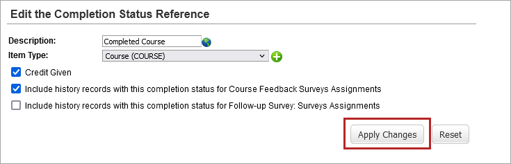 Apply changes button