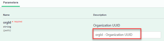 Organization ID entered into the parameters tab