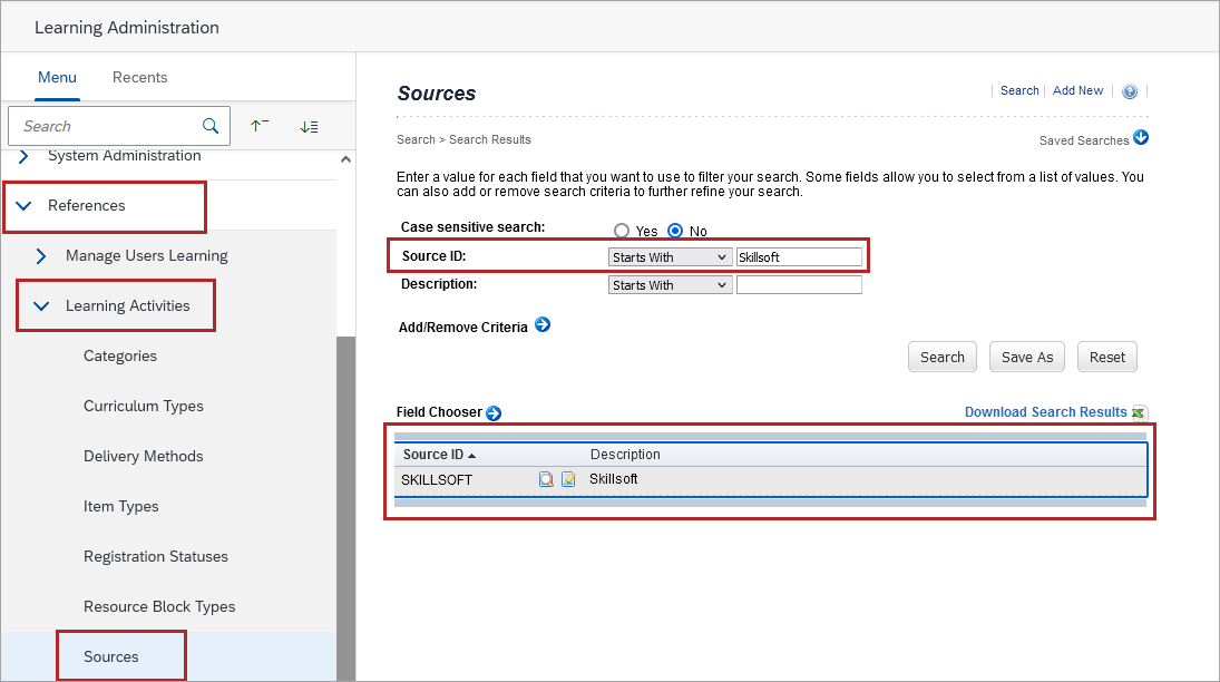 Source ID search