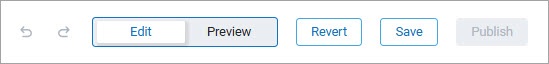 Top bar showing undo, redo, edit, preview, revert, save and publish buttons.