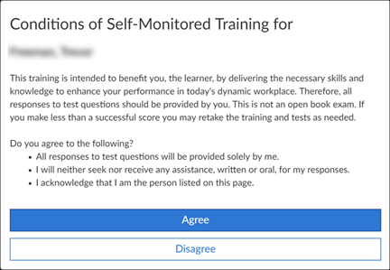 Self-monitored training agreement