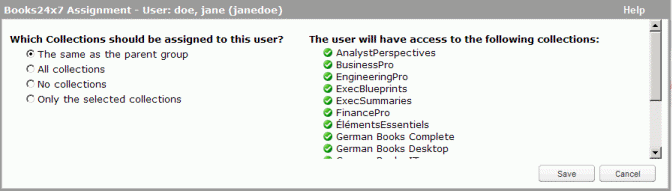 Books24x7 Assignments interface for a user