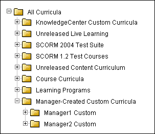 Sample custom content areas created in Content Builder