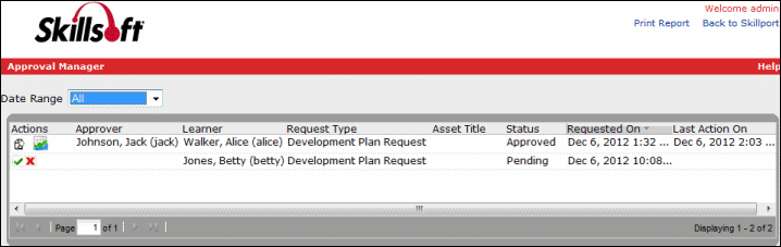 Approval Manager page