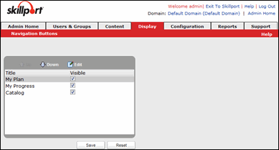 Navigation Buttons Page in SkillPort 7