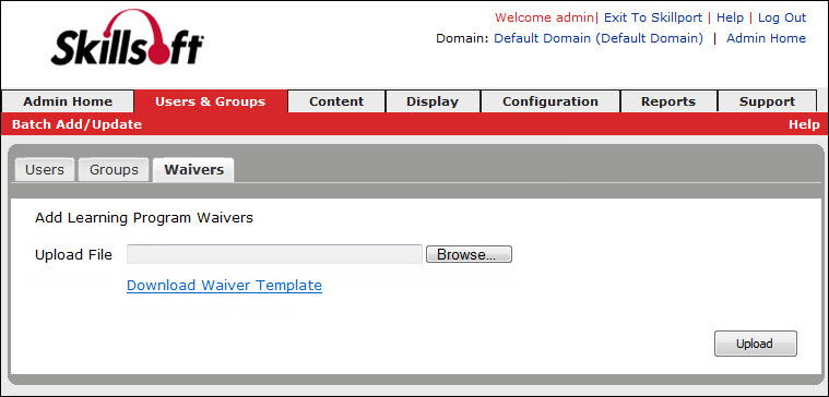 Upload Multiple Waivers in Skillport Administrator