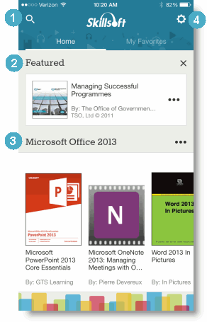 Skillsoft Learning App home page