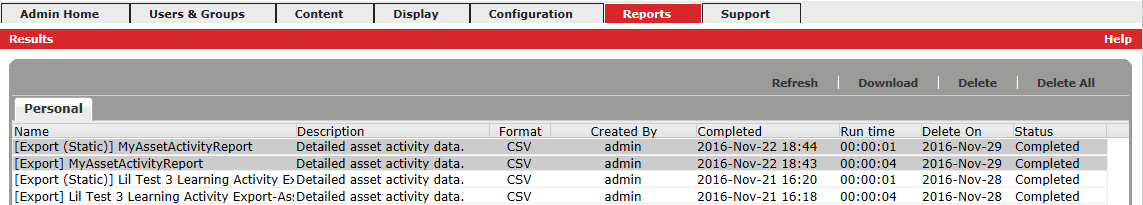 Export Report Results