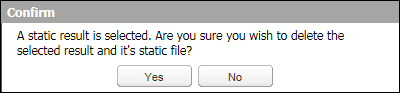 Confirm deletion of static results