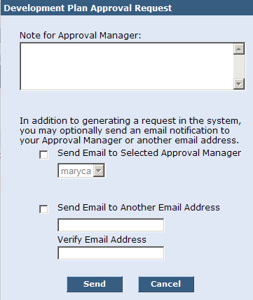 Development Plan Approval Request dialog box