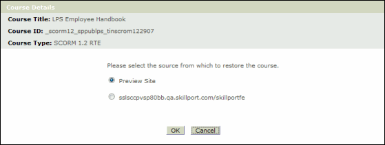Course Details - Restore course