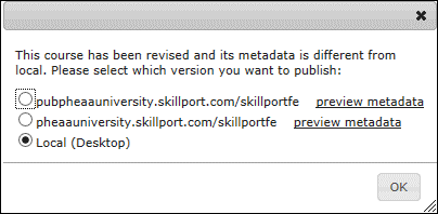 Publishing content for course that already exists message