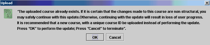 Upload error message