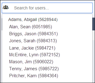 list of users that displays in the search for users field