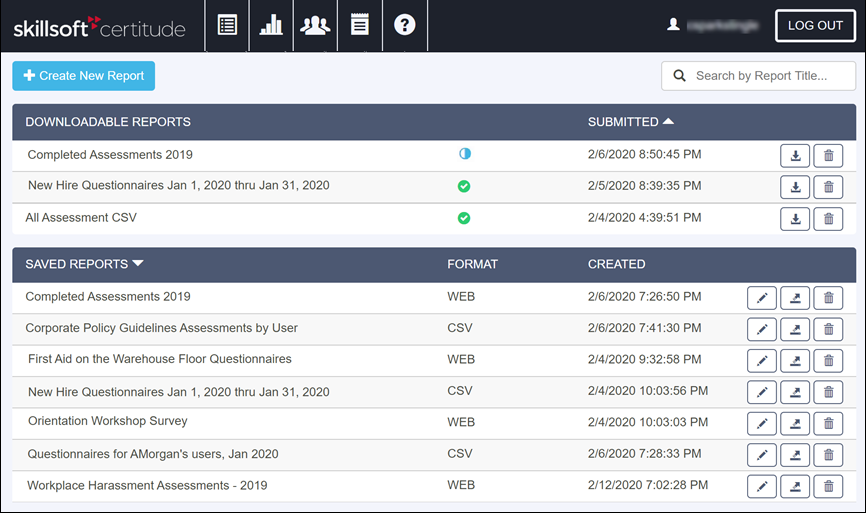 certitude reports page