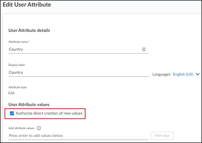 Authorize direct creation of new values setting