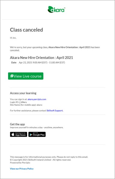Class canceled email