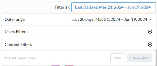 Learning programs and assignments dashboard filter fields.