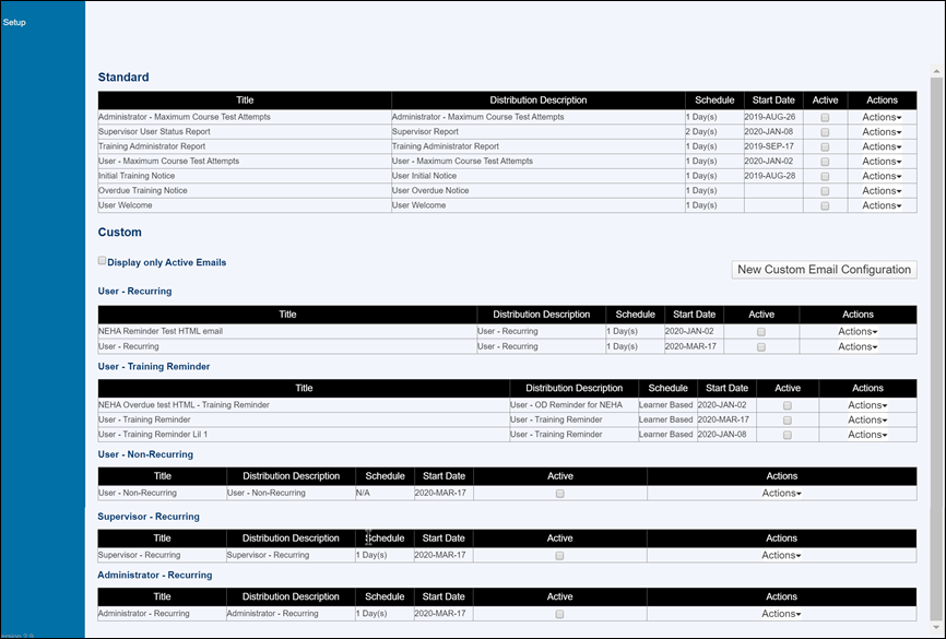 Email notifications page