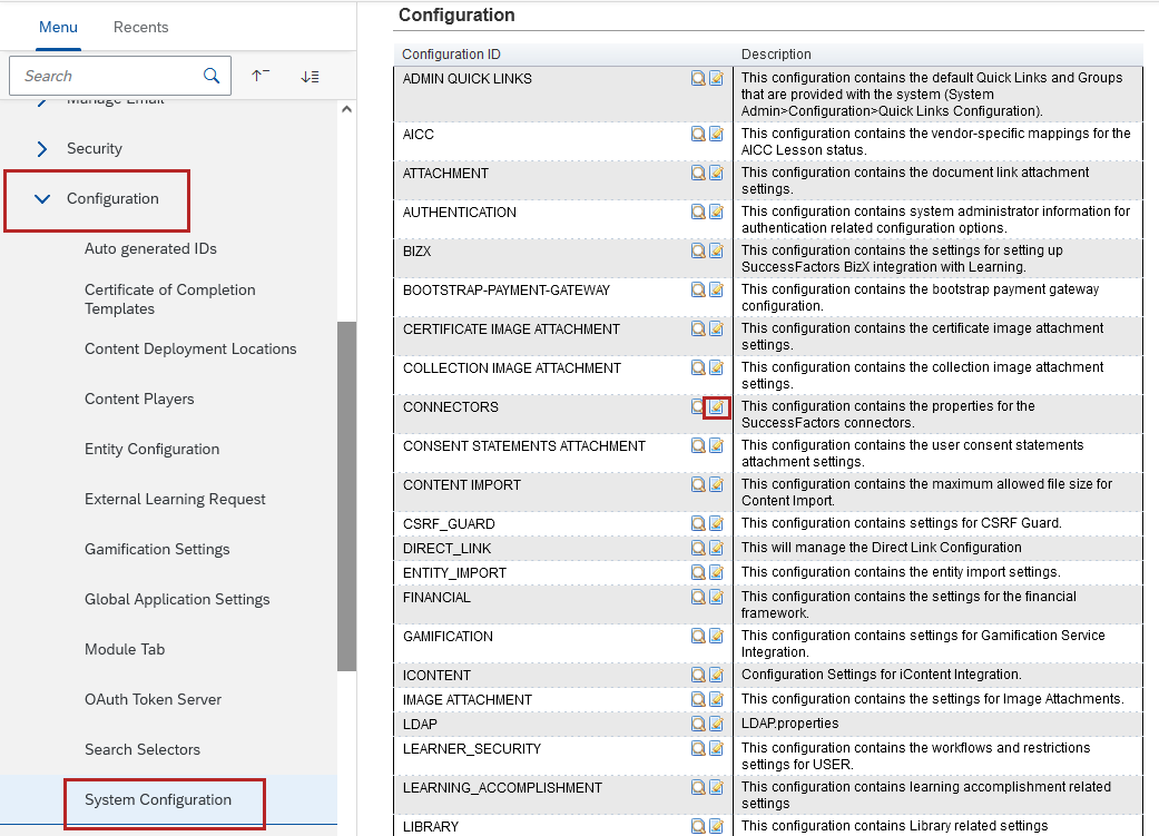 Connectors edit button