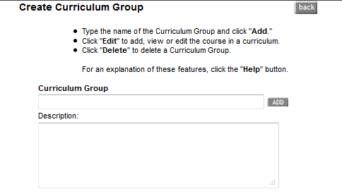 Create curriculem group page