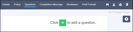 Questions tab with green plus button to add questions