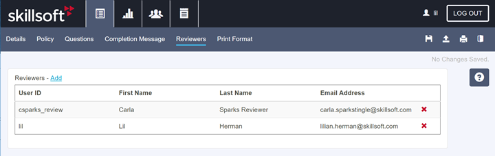 Reviewers tab