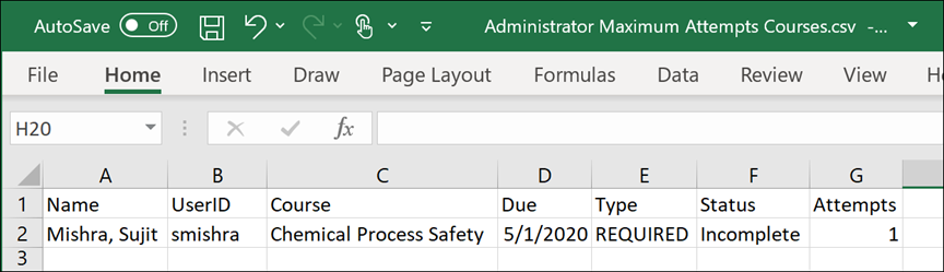 Administrator maximum attempts courses example csv