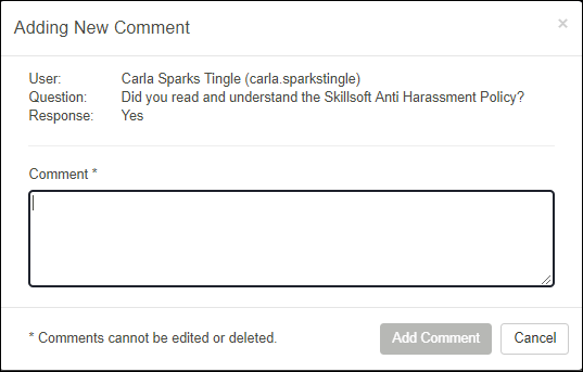 adding new comment popup
