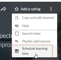 Schedule learning time button in the actions menu drop down.