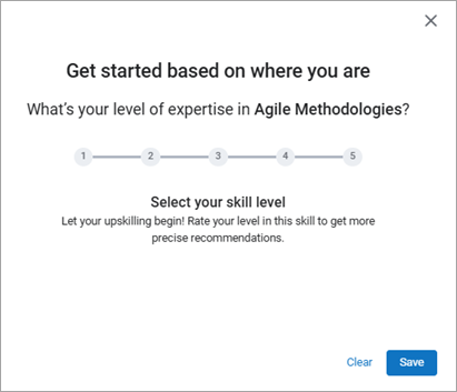 Screenshot of the pop-up for adding a skill rating.