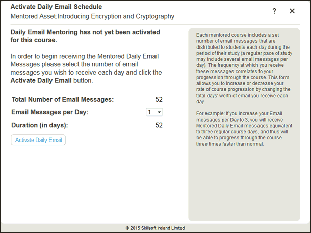 Daily Emails: Activate Daily Email Schedule window