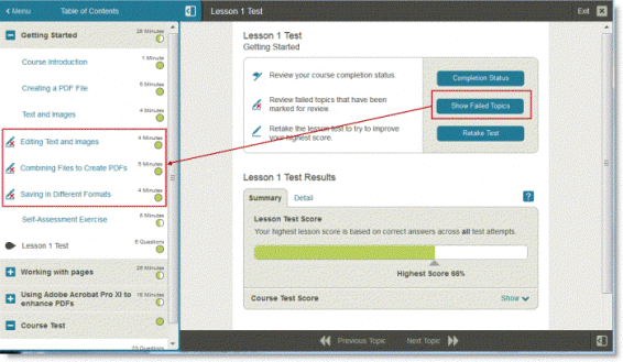 Testing and MAstery Enhancements example