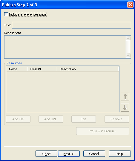 Session Reference dialog box
